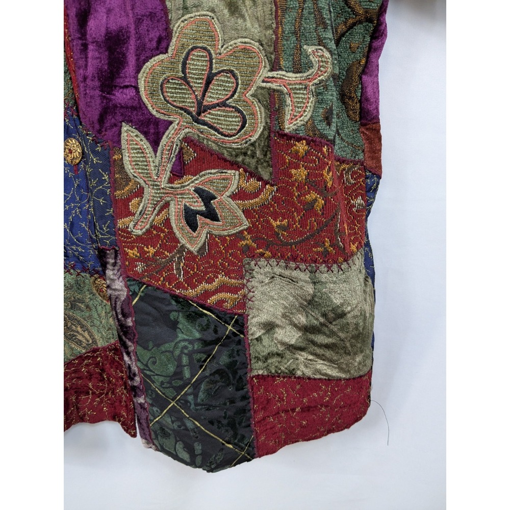 Textured Patchwork Velvet Jacket - Multi - Picture 8 of 11